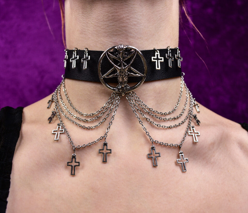 Baphomet pentagram ristidega choker