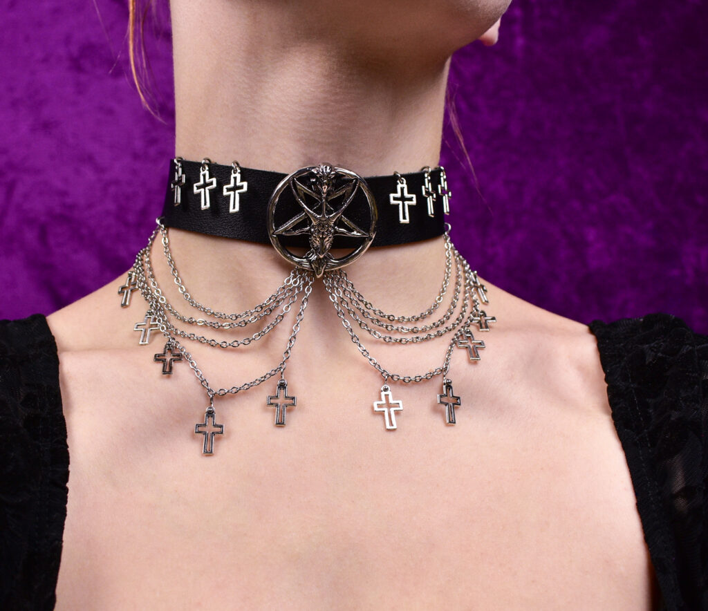 Baphomet pentagram ristidega choker