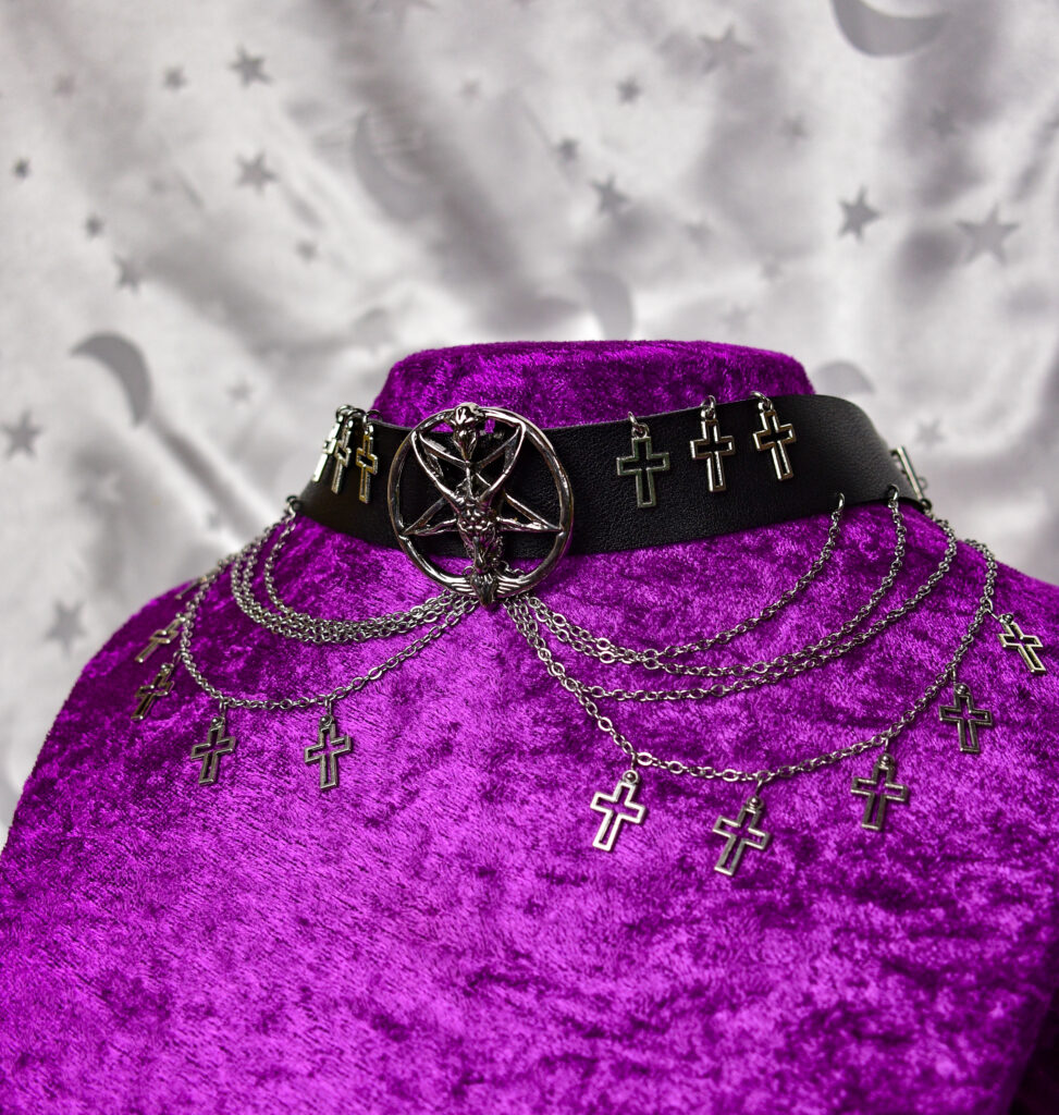 Baphomet pentagram ristidega choker