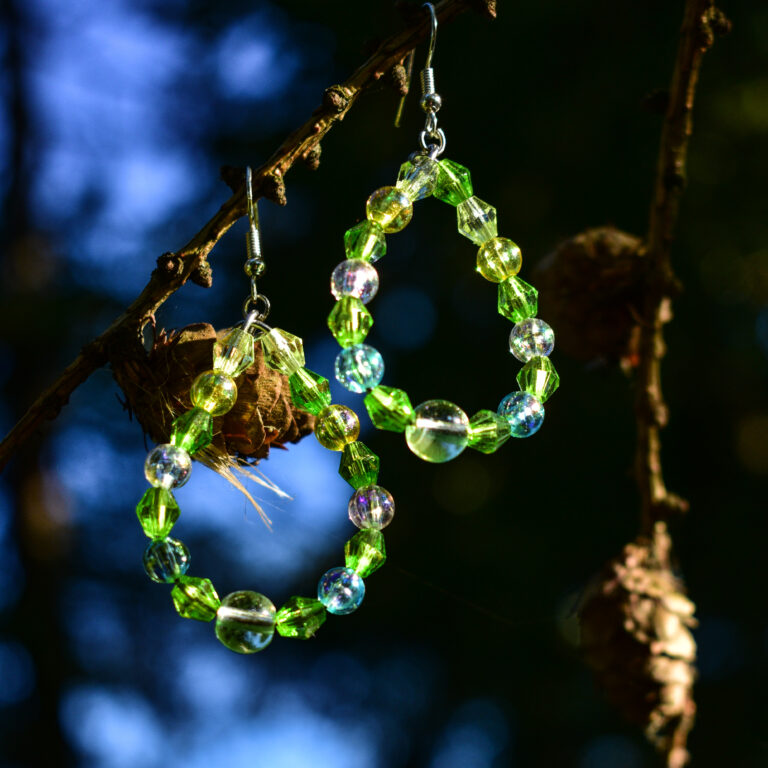 Rohelised plastik pärlitest rõngas kõrvarõngad teine